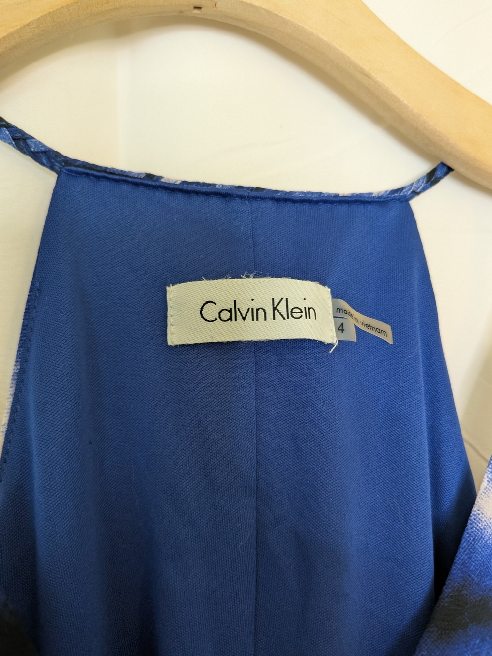 Calvin Klein Blue and White Geometric Slip Dress - Picture 4 of 6